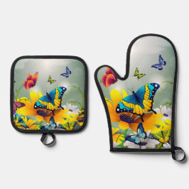 Set De Manoplas Mariposas y flores