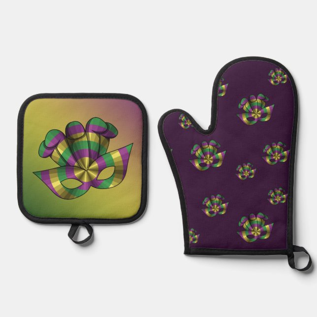 Set De Manoplas Máscara de Mardi Gras (Anverso)