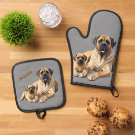 Set De Manoplas Mastiff englische Dogge mit Kind im Urlaub