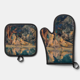 Set De Manoplas Maxfield Parrish El Jardín de Alá 1918 Arte Fino