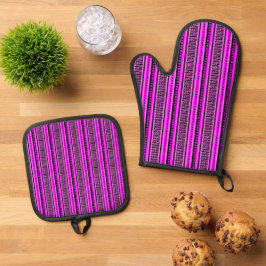 Set De Manoplas MAZIPOODLES Patrón de punto de cinta rayada 001 B