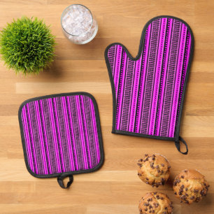 Set De Manoplas MAZIPOODLES Patrón de punto de cinta rayada 001 B