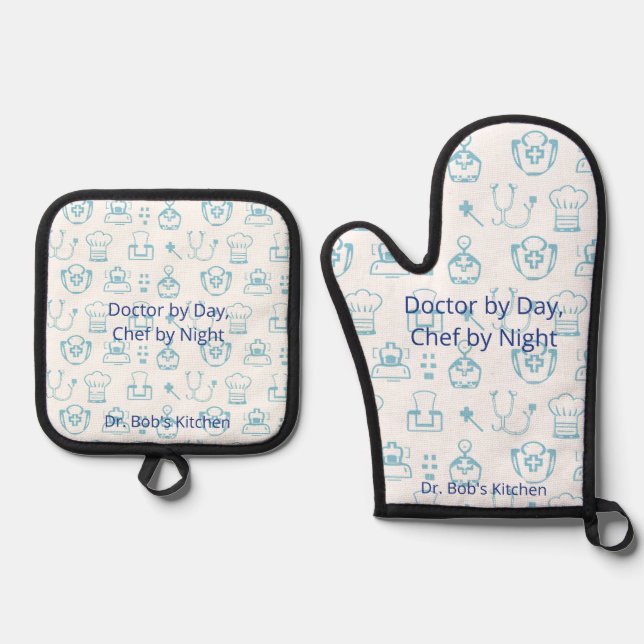 Set De Manoplas Médica personalizado Chef Pot Holder - Regalo Pers (Anverso)