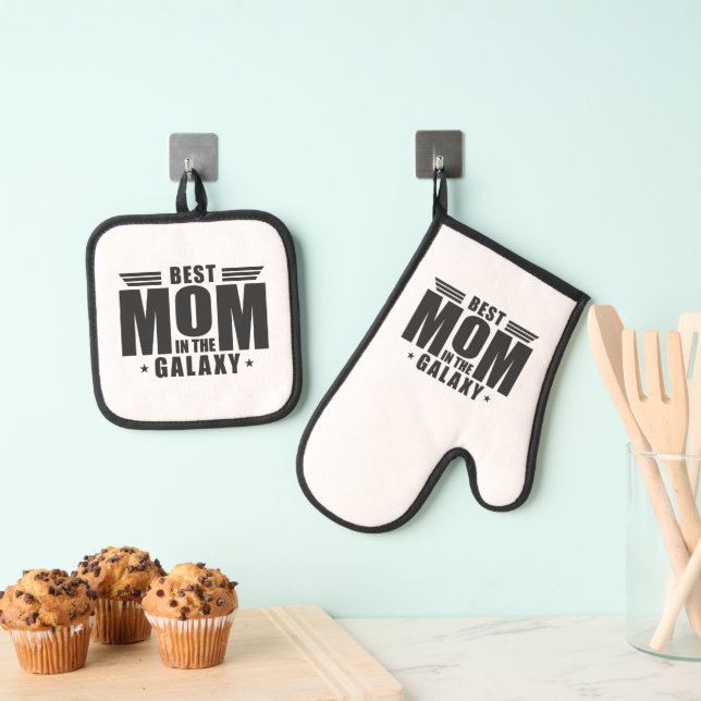 Set De Manoplas Mejor Mamá en Galaxy - Día de la Madre, Cumpleaños (Insitu (colgante))