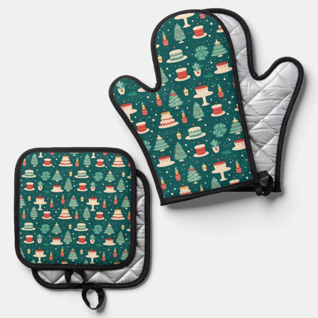 Set De Manoplas Merry Christmas Baking Pattern (Anverso/Reverso)