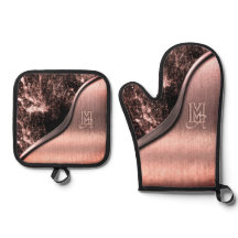 Metal cepillado rosa y monograma de piedra metálic