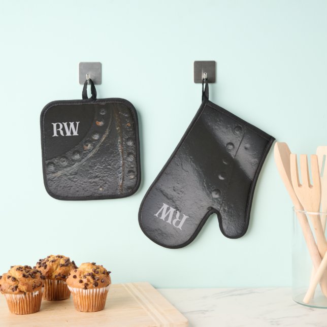 Set De Manoplas metalizado negro minimalista (Insitu (colgante))