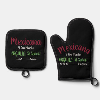 Set De Manoplas Mexicana Con Mucho Orgullo Sí Señor Delantal