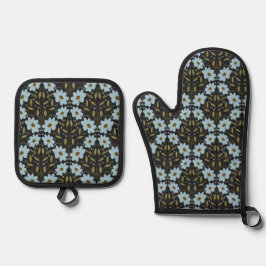 Set De Manoplas Midnight Bluebell Garden | Elegant Dark Floral