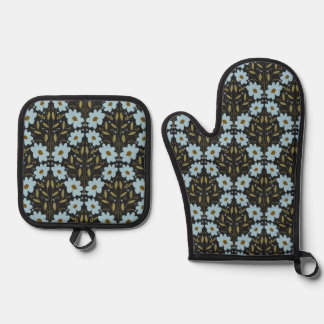 Set De Manoplas Midnight Bluebell Garden | Elegant Dark Floral