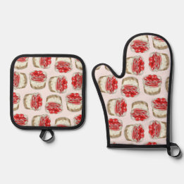 Set De Manoplas Mini pastelitos de queso de cereza - rosa