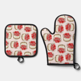 Set De Manoplas Mini pastelitos de queso de cereza - rosa