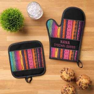 Set De Manoplas ¡Mirada de crochet! ¡Por la reina de la cocina! Ov