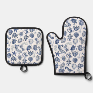 Set De Manoplas Misiones de peces azules y blancos