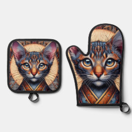 Set De Manoplas Mítico felino fantástico ornamentado regio