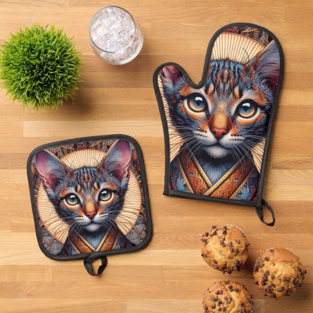 Set De Manoplas Mítico felino fantástico ornamentado regio (De arriba hacia abajo)