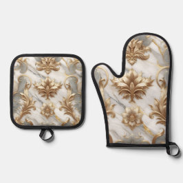 Set De Manoplas Mitts Gold & Marble Kitchen