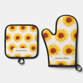 Set De Manoplas Moda blanca amarillo girasol