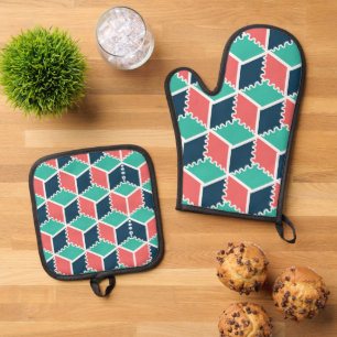 Set De Manoplas Moda de color geométrica moderna de cubo de hormig