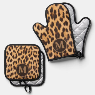 Set De Manoplas moda femenina animal impresión leopardo monograma 