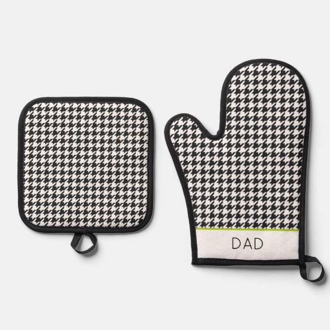 Set De Manoplas Moda Houndstoth Classic Black Green NAME (Anverso)