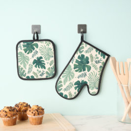 Set De Manoplas Moda Monstera - Hoja Tropical
