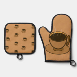 Set De Manoplas Moderno café marrón de mediados de siglo