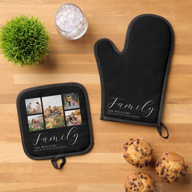 Set De Manoplas Moderno Collage de fotos Personalizado Elegante Fa (De arriba hacia abajo)