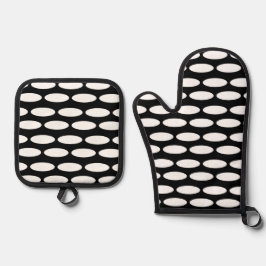 Set De Manoplas Moderno patrón blanco y negro Oven Mitt & Pot Hol