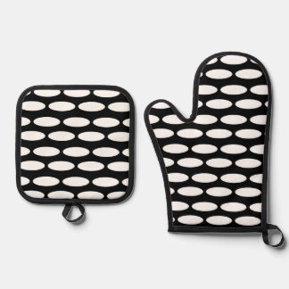 Set De Manoplas Moderno patrón blanco y negro Oven Mitt & Pot Hol
