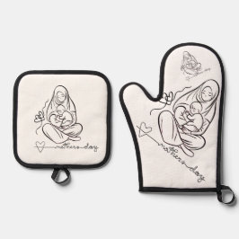 Set De Manoplas Mom Love  Beautiful Design