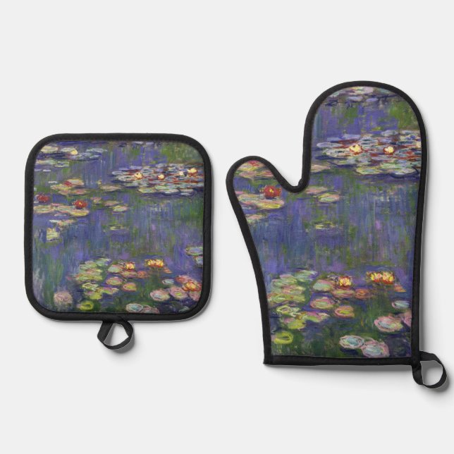 Set De Manoplas Monet Water Lilies Masterpiece Pintura (Anverso)