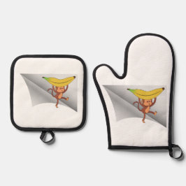 Set De Manoplas mono con banana bajo el parche