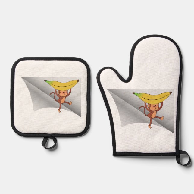 Set De Manoplas mono con banana bajo el parche (Anverso)