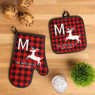 Set De Manoplas Monograma de apellido de familia personalizado cie