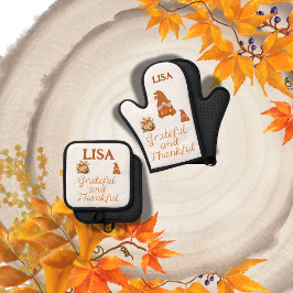 Set De Manoplas Monograma de nombre agradecido y agradecido |