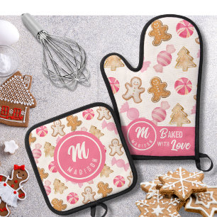 Set De Manoplas Monograma de pan de jengibre y azúcar