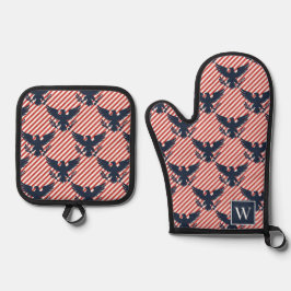 Set De Manoplas Monograma de Raya de Águila de Patrimonio American