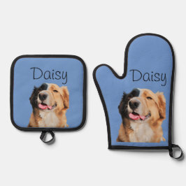 Set De Manoplas Monograma del Personalizado del gato del perro fot