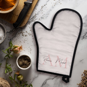 Set De Manoplas Monograma mínimo inicial y nombre Pastel rosa