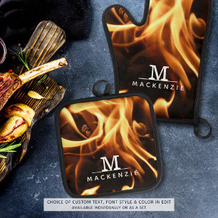 Set De Manoplas Monograma Nombre Incendios Flames