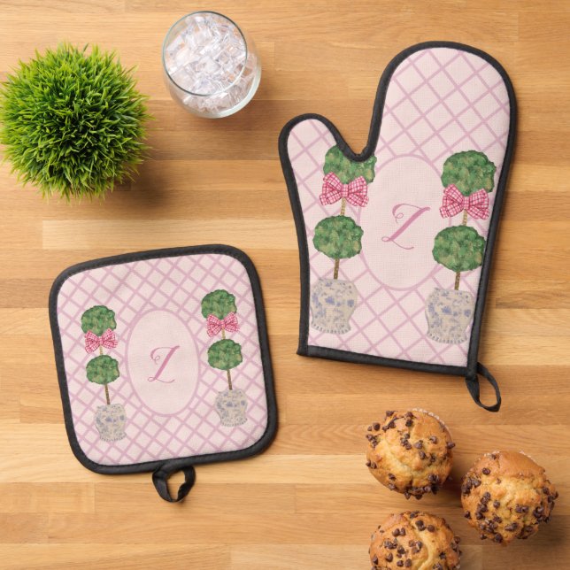 Set De Manoplas Monograma Topiary ginger Jar (De arriba hacia abajo)