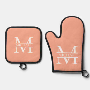 Set De Manoplas Monograma y nombre elegante y personalizado