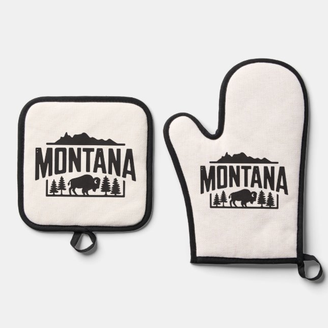 Set De Manoplas Montana bison horno mitt y portacolchón (Anverso)