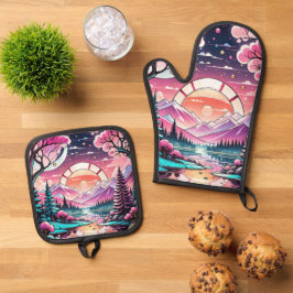 Set De Manoplas Montañas, ríos, Art Deco, Casa de vacaciones