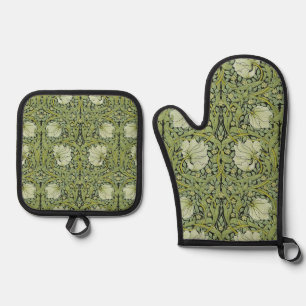 Set De Manoplas Morris 1876 Patrón floral de Pimpernel Vintage