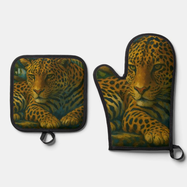 Set De Manoplas Mortalidad dorada - Leopardo en reposo (Anverso)