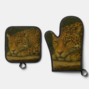 Set De Manoplas Mortalidad dorada - Leopardo en reposo
