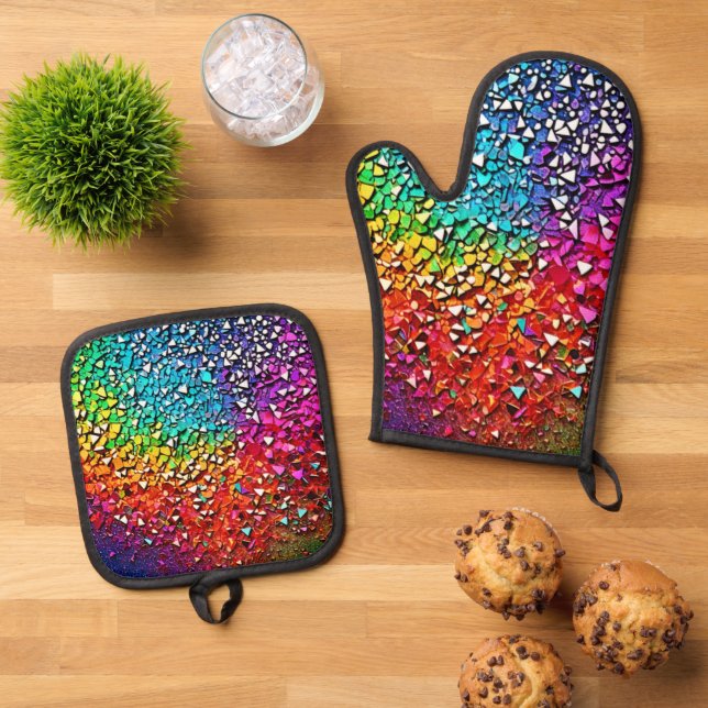 Set De Manoplas Mosaico de fragmentos de arcoiris (De arriba hacia abajo)