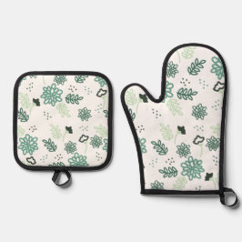 Set De Manoplas Motif Fleurs bleues